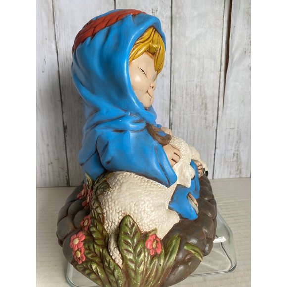 intage Atlantic Mold Sheperd boy with lambs ceramic handpainted - Picture 2 of 7